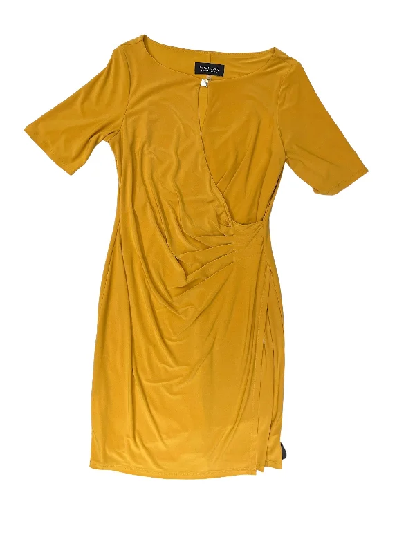 Yellow Dress Party Midi Evan-picone, Size 8 Elegant Puff Sleeve Midi Dress