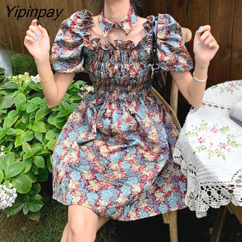 Yipinpay Summer Vintage Kawaii Dress Women Floral Sweet Bandage Party Mini Dress Female High Street Casual Holiday Dress Comfortable Bodycon Mini Dress Yipinpay Summer Vintage Kawaii Dress Women Floral Sweet Bandage Party Mini Dress Female High Street Casual Holiday Dress Comfortable Bodycon Mini Dress