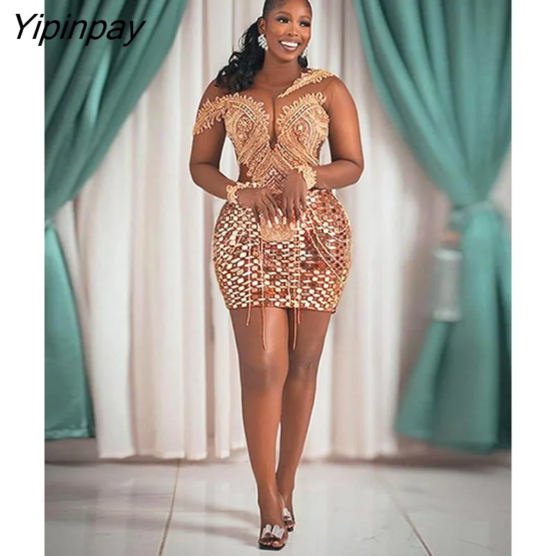 Yipinpay Off Shoulder Splicing Mesh Dress For Women Elegant Lace Sequins Tassels Mini Dresses Female Chic Party Evening Slim Gowns Comfortable Zip-Up Mini Dress Yipinpay Off Shoulder Splicing Mesh Dress For Women Elegant Lace Sequins Tassels Mini Dresses Female Chic Party Evening Slim Gowns Comfortable Zip-Up Mini Dress