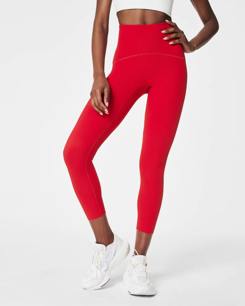 Booty Boost Active Contour Rib 7/8 Leggings Red - SPANX Stylish Athletic Wear Leggings Booty Boost Active Contour Rib 7/8 Leggings Red - SPANX Stylish Athletic Wear Leggings