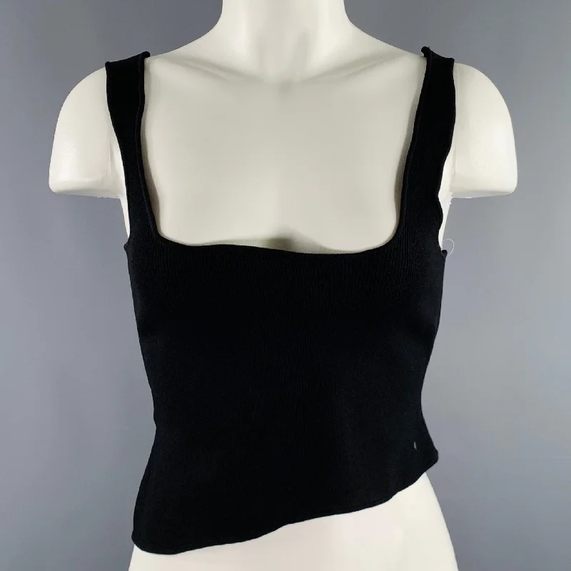 CHRISTOPHER ESBER Size S -Encircled Edge- Black Viscose Blend Ribbed Crop Top Boxy Fit Fitted Loose CHRISTOPHER ESBER Size S -Encircled Edge- Black Viscose Blend Ribbed Crop Top Boxy Fit Fitted Loose